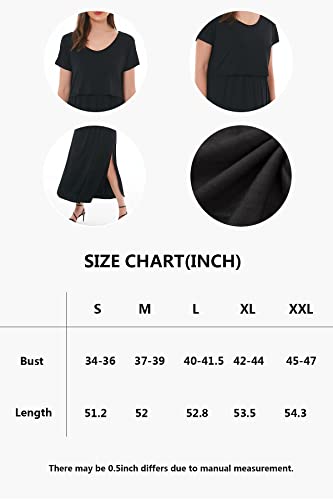 Smallshow Women's Maternity Nursing Dresses Split Long Dress for Breastfeeding - color: Black, size: Medium