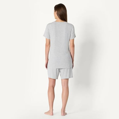 Amazon Essentials Women's Soft Modal Nursing Maternity Sleepwear Pajama Set with Shorts - color: Medium Grey Heather, size: Medium