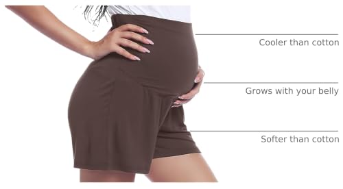 Joyaria Bamboo Viscose Cooling Maternity Pajama Shorts,Maternity Clothes - color: Chocolate, size: Medium