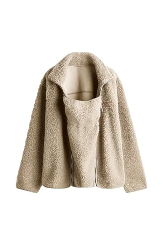 Maternity Coat Winter Mom Cozy Thicken Coats Fleece Sherpa Jacket - color: Khaki, size: Large