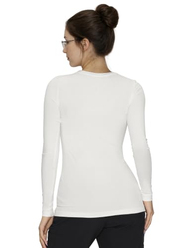 Underscrub Long Sleeve Women High Crew Neck Comfort Tee, Scrub Undershirt - color: White, size: X-Small