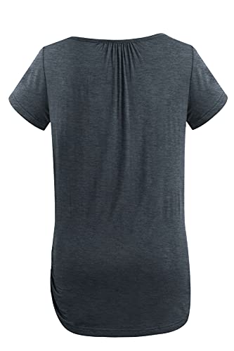 Smallshow Women's Nursing Tops Ruched Short Sleeve Breastfeeding Shirts 3-Pack - color: Deep Green-deep Grey-wine, size: Medium