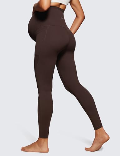 CRZ YOGA Maternity Leggings Pockets 28" - color: Hot Fudge Brown, size: Small