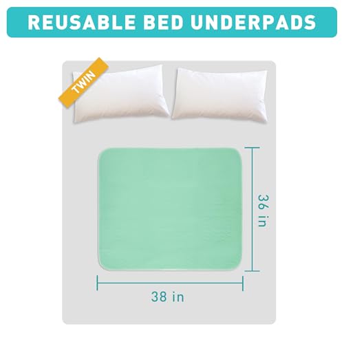 Bunlitent Washable Underpads, 36" x 38", 4 Pack, Green - color: Green, size: 36"x38" (4 Packs)