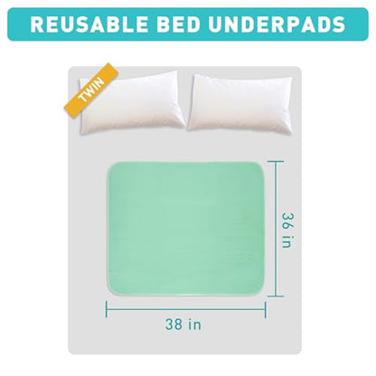 Bunlitent Washable Underpads, 36" x 38", 4 Pack, Green - color: Green, size: 36"x38" (4 Packs)