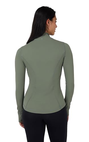 90 Degree By Reflex Full Zip Running Track Jacket Lightweight Athletic Slim Fit Jacket with Thumbholes - color: Mountain Sage, size: Medium
