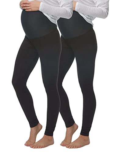 Felina Velvety Soft Maternity Leggings for Women - Yoga Pants for Women, Maternity Clothes - (2-Pack) - color: Black 2-pack, size: Small
