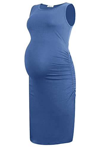 Smallshow Women's Sleeveless Maternity Dress - color: Grey Blue, size: Medium