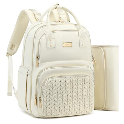 AIJIEKE Diaper Bag Backpack, Large Multi-functional Diaper Backpack, Beige - color: Beige