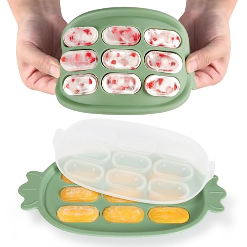 Haakaa Baby Popsicle Mold - Baby Food Maker & Breastmilk Teething Freezer Tray - BPA Free Silicone-Green - color: Green