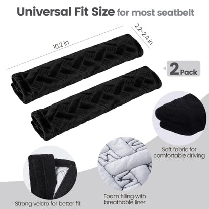 Amooca 2 Pack Seat Belt Covers Soft Shoulder Pad for Cars & Backpack - color: Black Braid Pattern