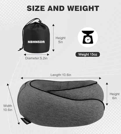 Hat-style travel neck pillow, upgraded version of airplane neck pillow - color: Grey