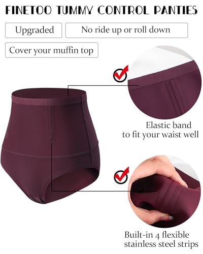 FINETOO Tummy Control Underwear Shapewear for Women Seamless High Waisted Panties Moderate Control Briefs S-3XL - color: A-4pack, size: XX-Large
