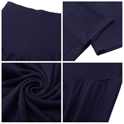 Joyaria Bamboo Viscose Maternity Sweatpants Over Belly Lounge Pants - color: Navy, size: Large