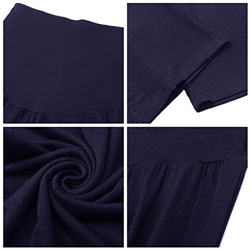Joyaria Bamboo Viscose Maternity Pajamas Pants Over Belly - color: Navy Blue, size: Small