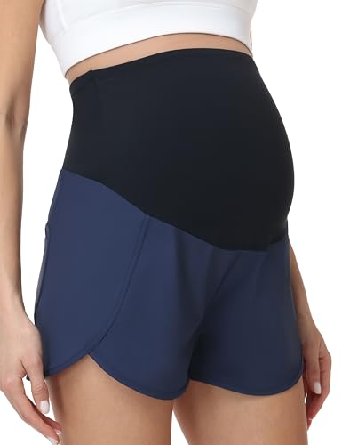 Women's Maternity Athletic Shorts - color: Blue, size: X-Large