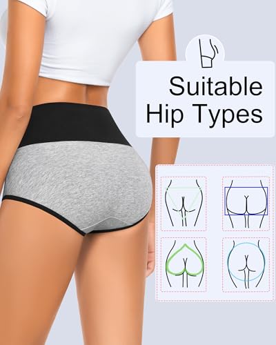 MISSWHO Cotton High Waisted Womens Underwear Soft Stretch Breathable Full Coverage Ladies Panties(Regular & Plus Size) - color: Multicolor-b, size: 4X-Large
