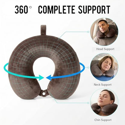 Travel Neck Pillow for Airplane with Pure Memory Foam(Dark Khaki) - color: Dark Khaki
