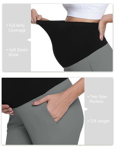 Foucome Womens Maternity Pants Over Belly Pregnancy Golf Pants - color: Grey, size: Small