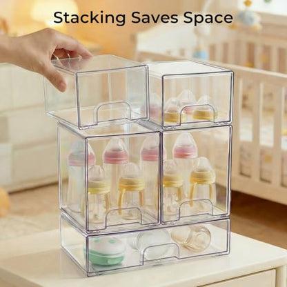 UFORU Baby Bottle Organizer,Stackable 5‑Pack Storage Drawers with Pads - style: 5PCS