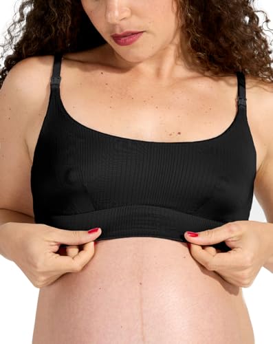 Bodily Everything Wireless Nursing & Maternity Bra with Clip Down Access - color: Black, size: Large