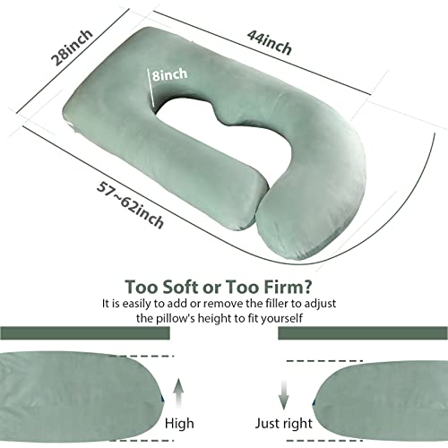 BATTOP Pregnancy Pillows for Sleeping- U Shaped Full Body Maternity Pillow, Pregnancy Pillow for Side Sleepers with Removable Cover, Supports Back, Hips, Belly & Legs (Light Green) - color: Light Green