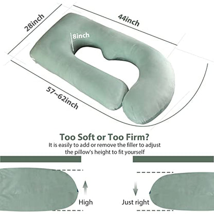 BATTOP Pregnancy Pillows for Sleeping- U Shaped Full Body Maternity Pillow, Pregnancy Pillow for Side Sleepers with Removable Cover, Supports Back, Hips, Belly & Legs (Light Green) - color: Light Green