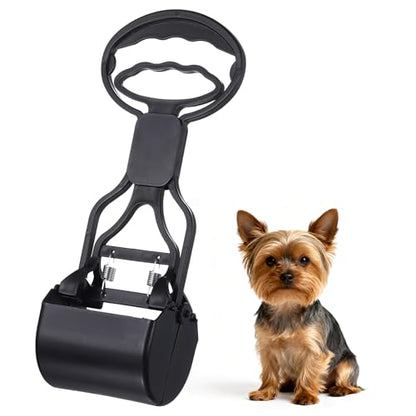 Poop Scooper 11" Long Handle No Touch Dog Poop Scooper Grabber - color: Black