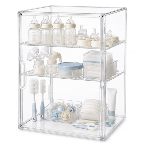 YESGIRL Clear Acrylic Baby Bottle Storage Organizer for Countertop Cabinet
