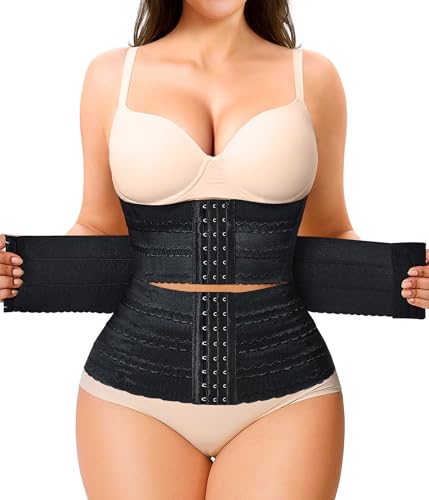 Nebility Waist Trainer for Women Corset Shapewear Tummy Control Segmented Waist Cincher Workout Girdle - color: Black, size: 3X-Large