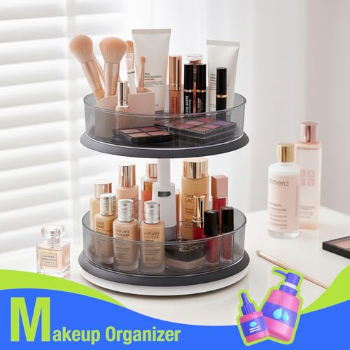 Lazy Susan Organizer for Medicine 2 Tier Pill Bottle Turntable