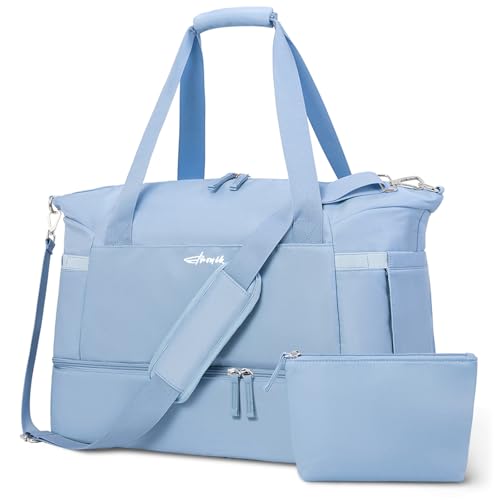 Gym Bag for Women, Personal Item Travel Bag with Shoes Compartment for Trip - color: Blue, size: Medium