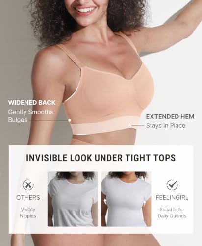 FeelinGirl Bras for Women Comfy Seamless Wireless Bralettes - color: Nude, size: XX-Large