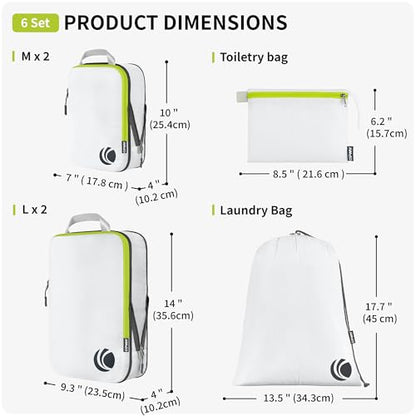 Cipway Compression Packing Cubes Set (White 6pcs) - color: White, size: 6PCS