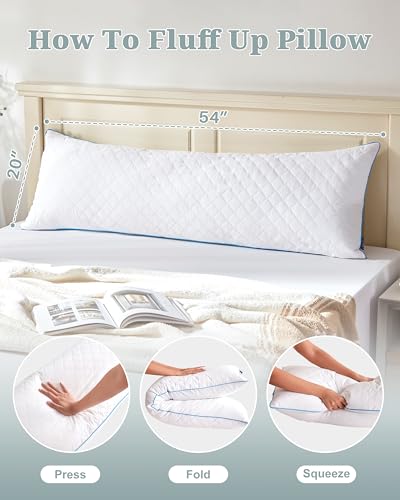 YZ HOME Long Body Pillow for Adults,Firm Body Pillow Shredded Memory Foam - color: White