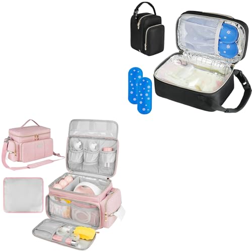 Breast Pump Bag Compatible with Spectra S1 and S2 with Insulated Compartment and Water Resistant Mat,Breastmilk Cooler Travel Bag with Ice Pack,Bag Only