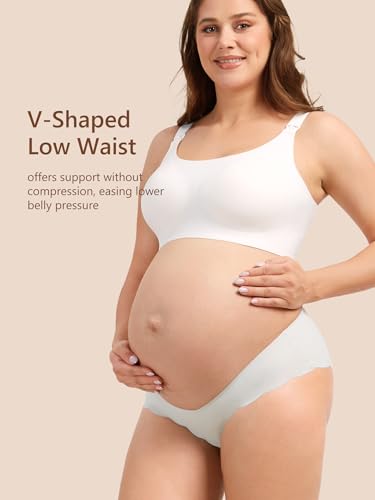 Angelhood 5 Pack Seamless Maternity Underwear, Pregnancy Postpartum Panties - color: Multicoloured D, size: Medium
