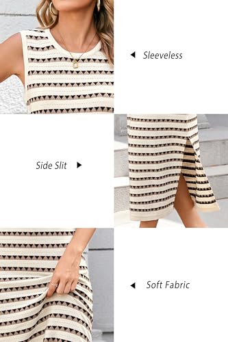 OUGES Women's Sleeveless Striped Bodycon Sweater Maternity Midi Dress - color: Apricot Khaki Striped, size: Large