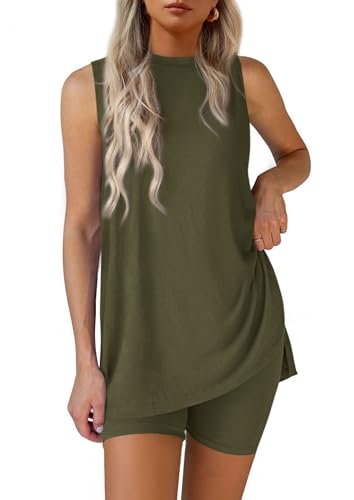 PRETTYGARDEN Lounge Sets for Women Matching 2 Piece Outfit - color: Army Green, size: Small
