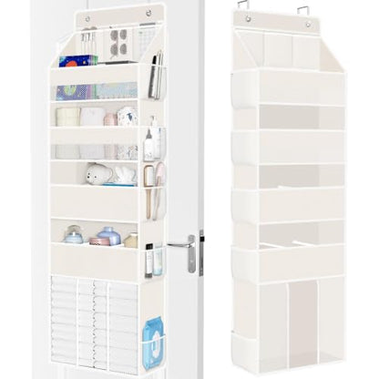 WISELIFE 5-Tier Over the Door Organizer for Nursery Hanging, Beige - color: Beige