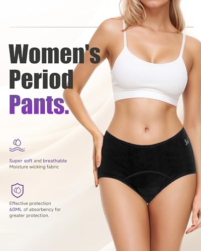 TANSTC Period Underwear for Women Heavy Flow - color: Black, size: Large
