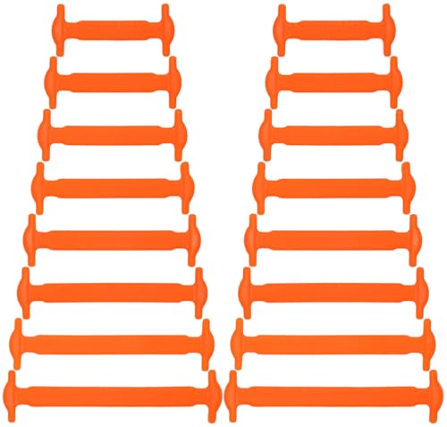 No Tie Shoelaces for Kids and Adults Stretch Silicone Elastic No Tie Shoe Laces - color: Orange