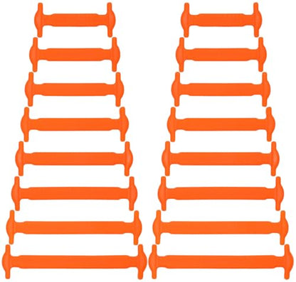 No Tie Shoelaces for Kids and Adults Stretch Silicone Elastic No Tie Shoe Laces - color: Orange