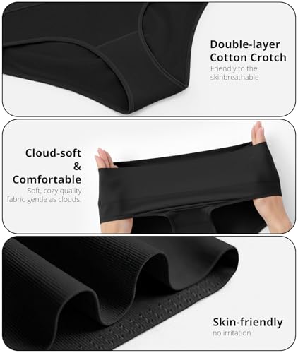 Cotton Underwear for Women High Waisted Panties Full Coverage 5 Pack - color: Black-5pack, size: 3X-Large