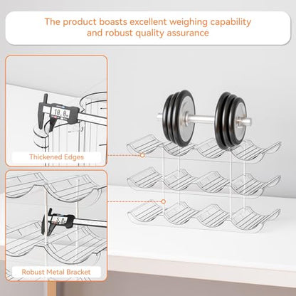 Yieach 2 Tier Stackable Wine Racks Countertop,Sturdy and Durable Wine Rack Free Standing Floor for Inside Cabinet,Clear Water Bottle Organizer and Wine Storage Racks Holder for Pantry,Table,Kitchen - size: 2 Pack-Hold 8 Bottle