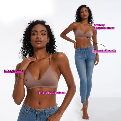 Seamless Bra for Women Low Back Bralette Wirefree Spaghetti Bra with Padded Removeable - color: Slate Violet, size: Small