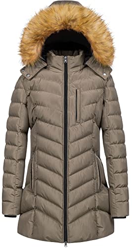 CREATMO US Women's Winter Hooded Coat Waterproof Warm Long Puffer Jacket Parka - color: Brown, size: X-Small