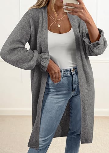 KIRUNDO Long Cardigans for Women Oversized Open Front Coats - color: Dark Grey, size: Medium