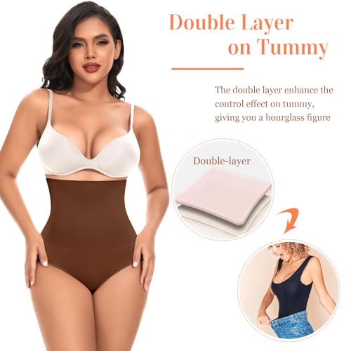 Werena Tummy Control Shapewear for Women High Waisted Body Shaper Panties Slimming Girdle Shaping Briefs - color: 1# Chocolate, size: Large
