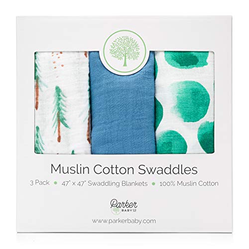 Parker Baby Co. Soft Muslin Baby Swaddle Blankets, 3 Pack - Timber Set - color: Timber
